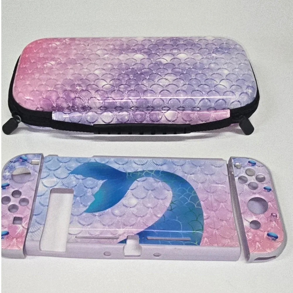 Mermaid Scales Pink Purple Nintendo Switch Carrying Case and Console Shell Set